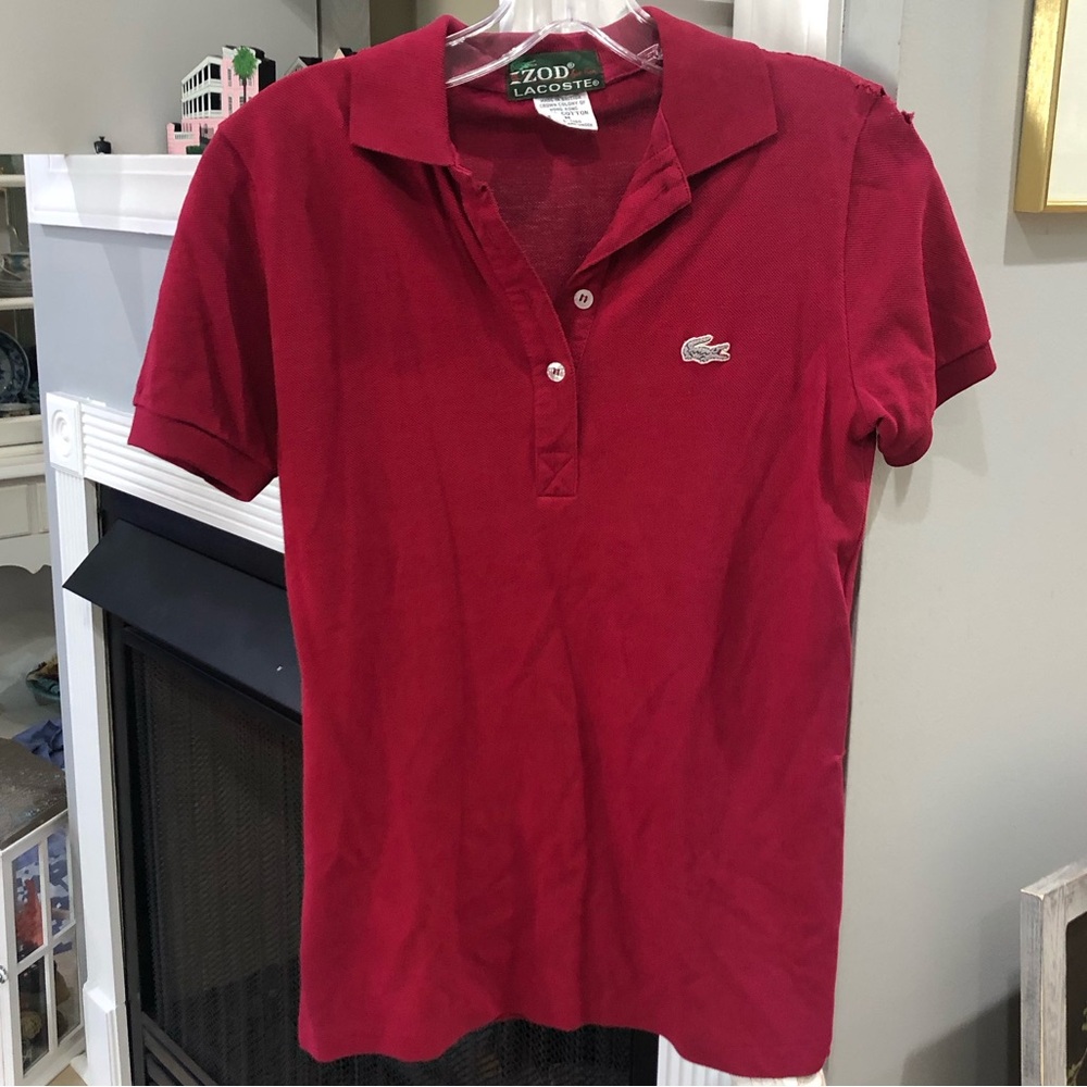 Vintage Y2K Izod Lacoste For Her Cranberry Collared Short Sleeve Golf Shirt Top